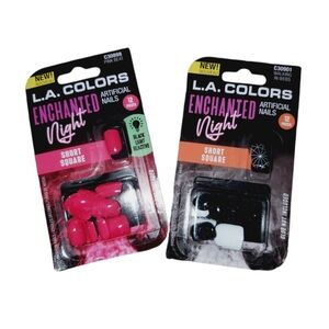 NEW L.A. COLORS Enchanted Night Short and Square 2 Sets Artificial Nails